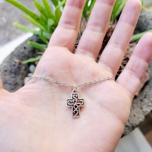 New Classic Simple Dainty Cross Dangle Drop Necklace